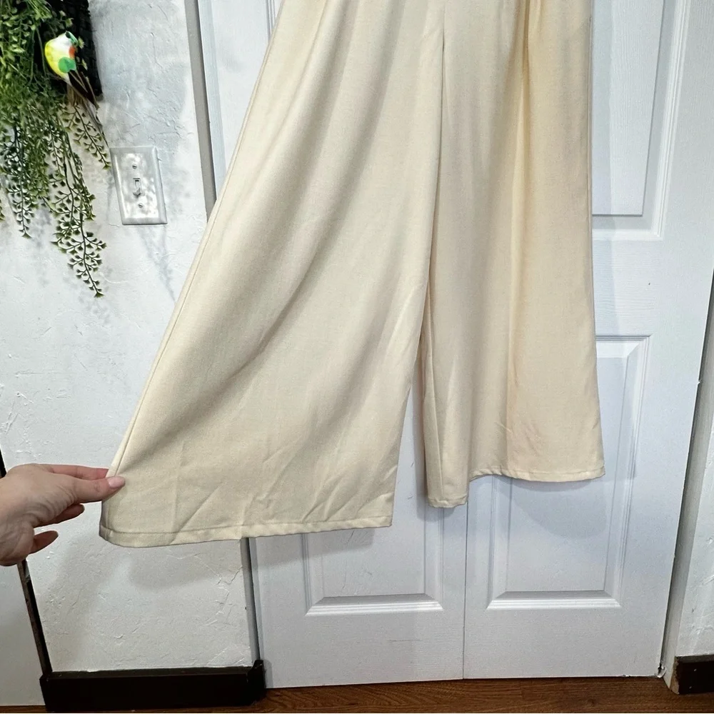 Flying Tomato Cream Extra Wide Leg Pleated Trousers Large NWOT